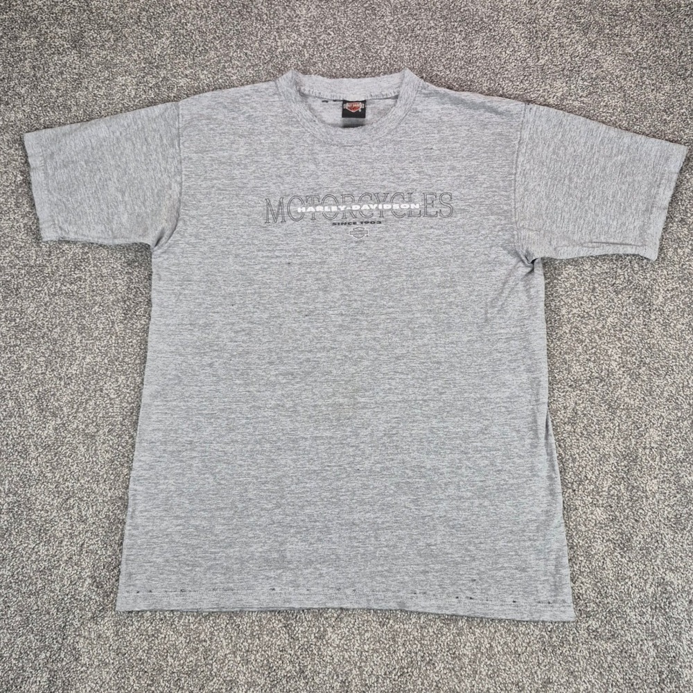 Vintage 90s Harley-Davidson T-Shirt Mens Large Gray Distressed
